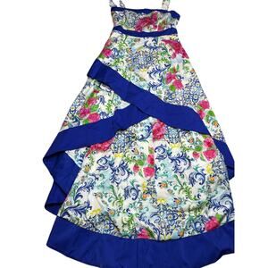 NWT Boston Proper Strapless Floral Maxi Dress Empire Waist Handkerchief Hem Sz 4